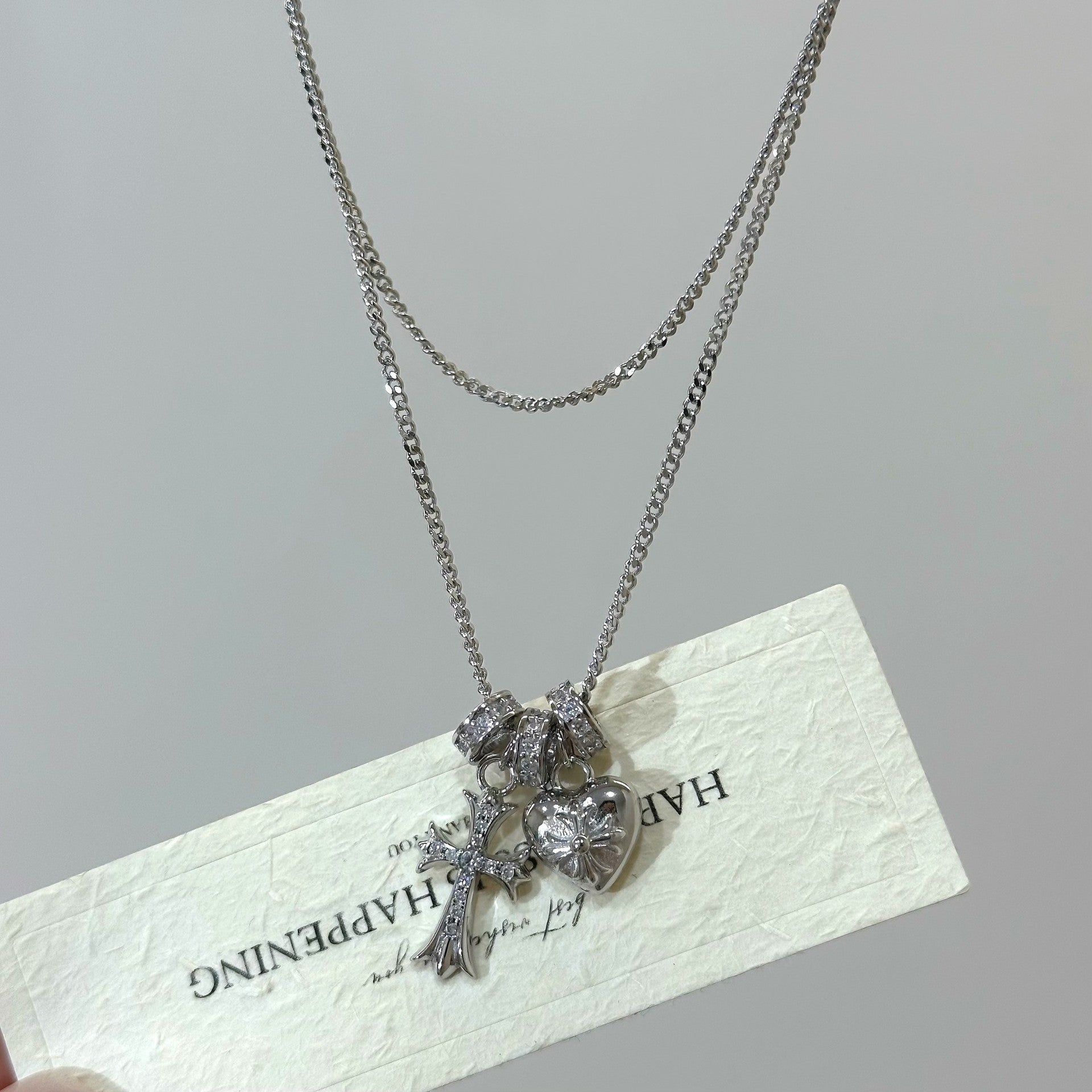Sacred Heart Cross Necklace – S925 Sterling Silver