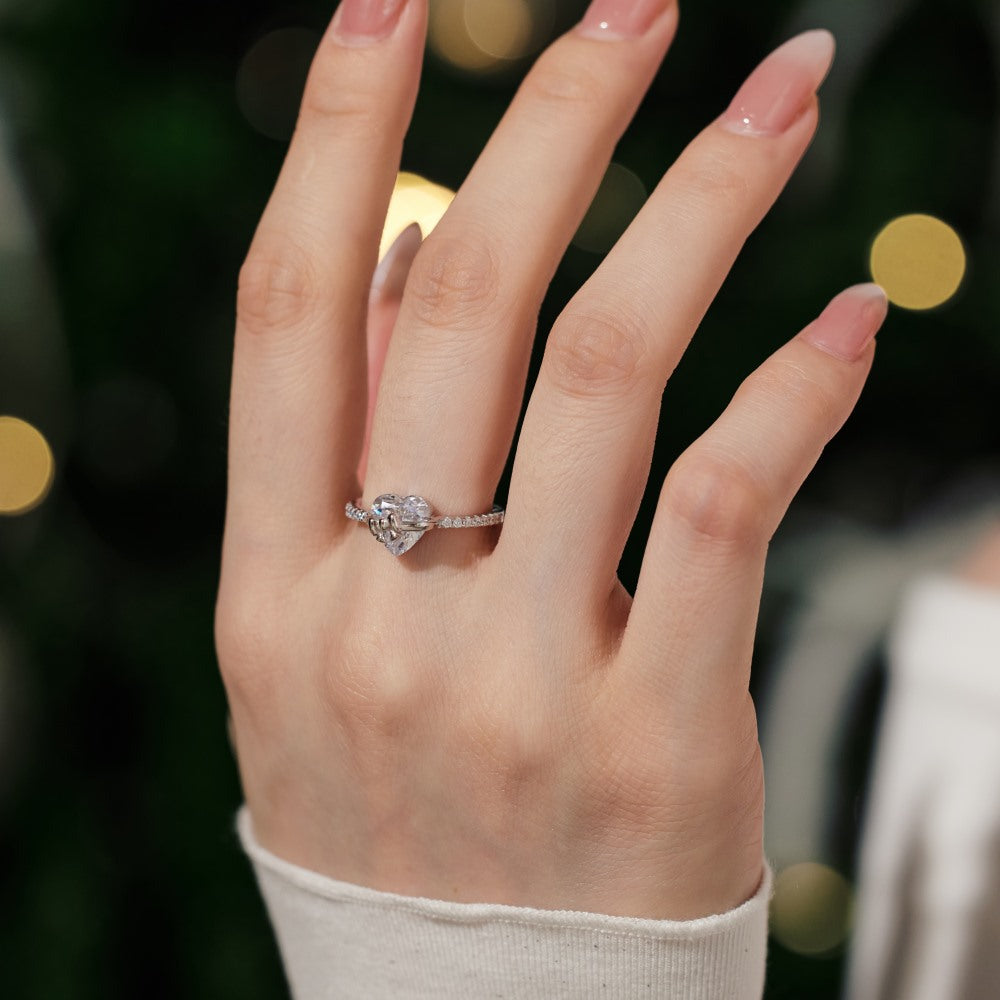 S925 Sterling Silver Rose Gold Heart-Shaped Zirconia Bow Set