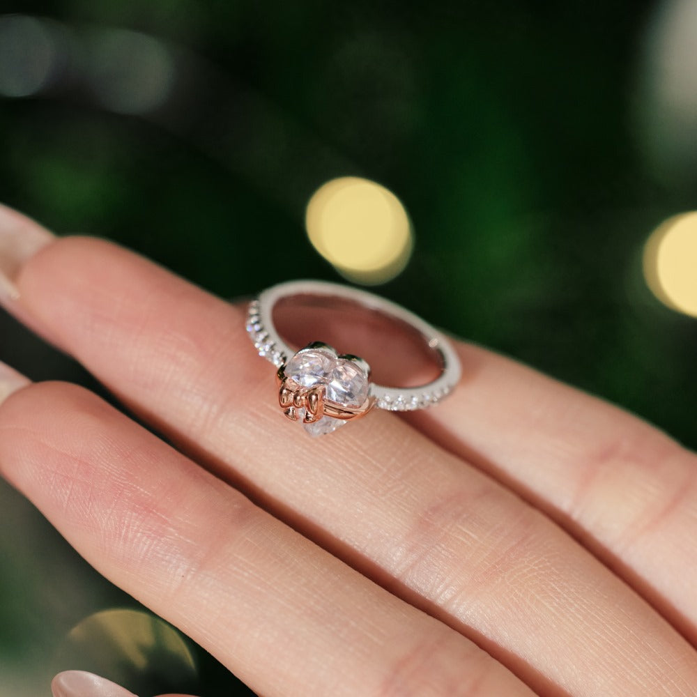 S925 Sterling Silver Rose Gold Heart-Shaped Zirconia Bow Set