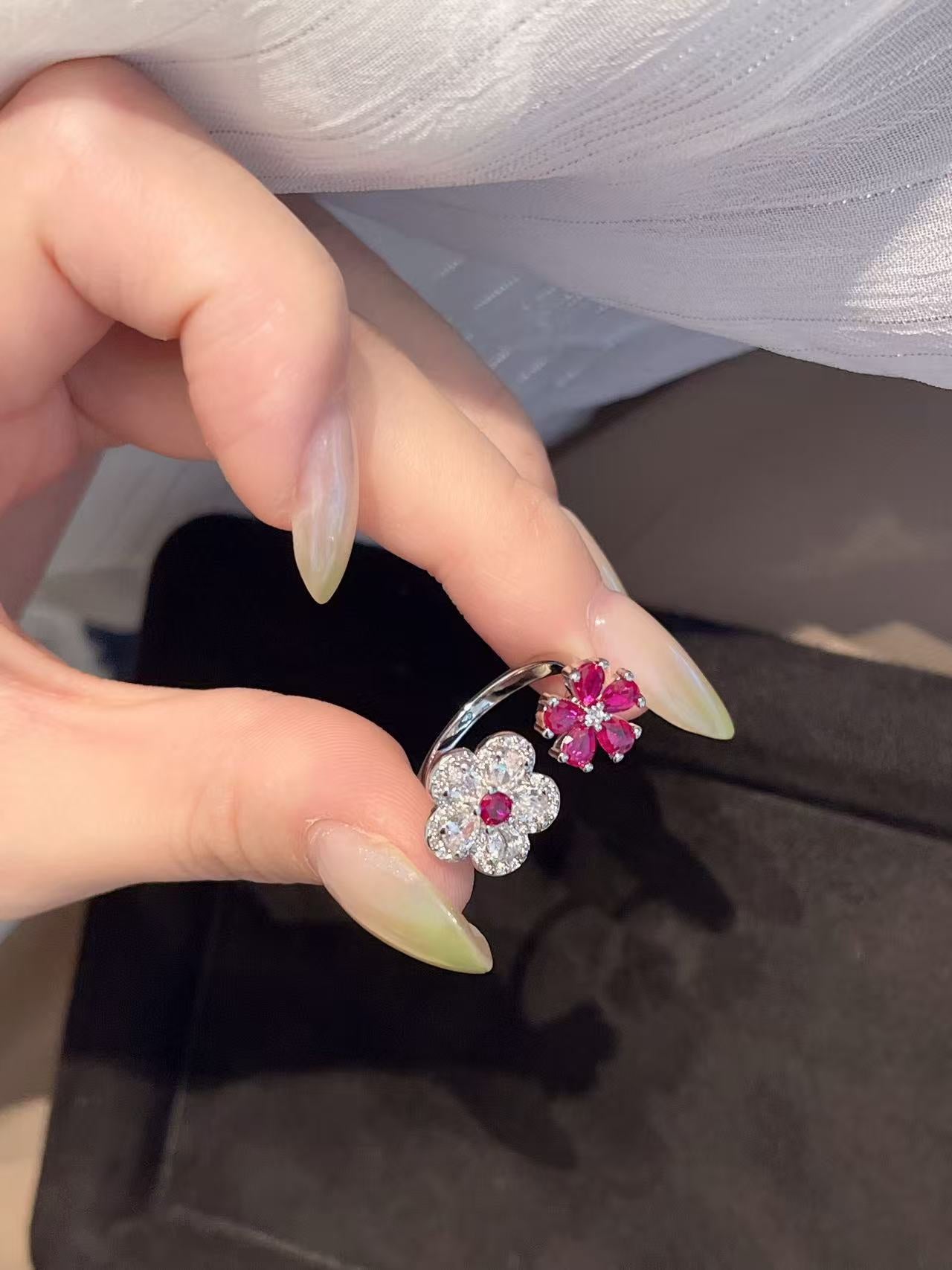 Blossom Duo Floral Open Ring