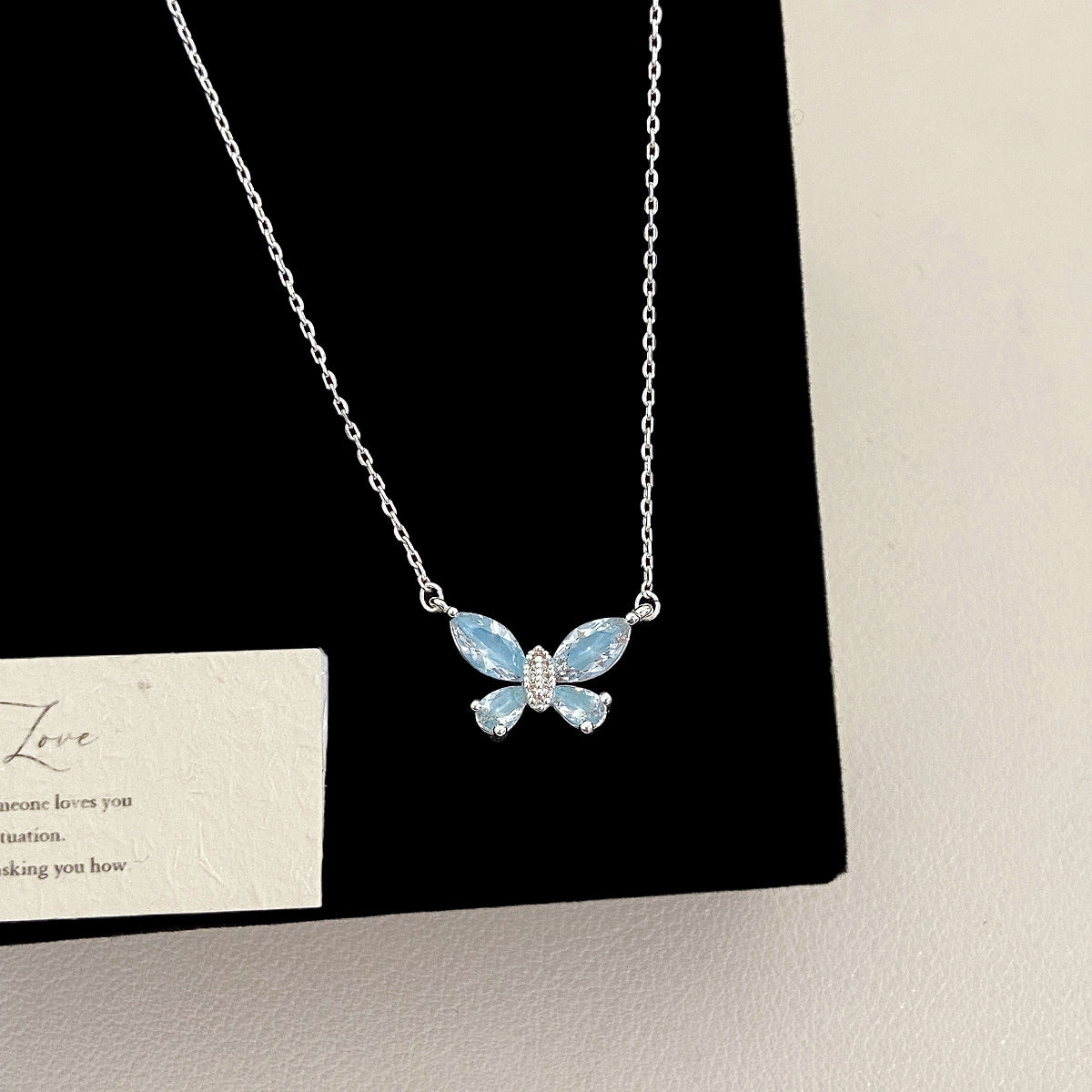 Light Blue Zircon Copper Pendant Necklace