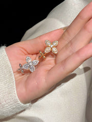Four-Leaf Clover Flower Open-Faced Ring