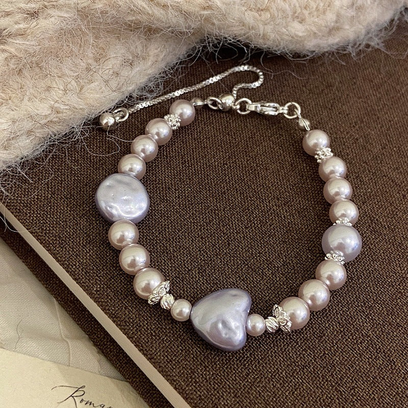 Aurora Amour™ Copper Baroque Pearl & Amethyst Heart Bracelet