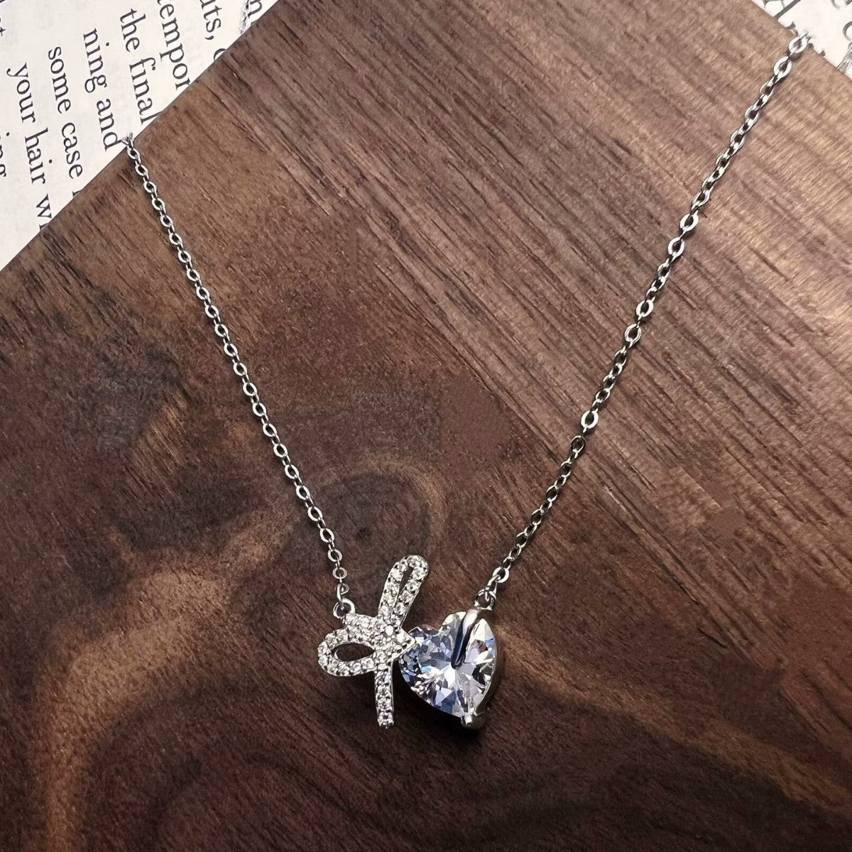 Forever Bow Heart Necklace