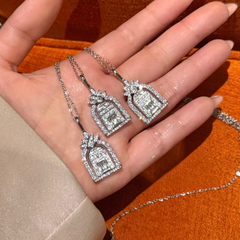 Copper Floral Arch Zircon Necklace
