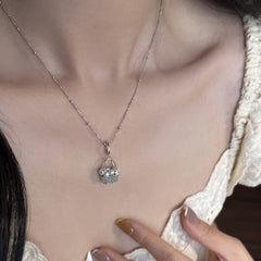 Silver Plated Pearl Basket Pendant Necklace