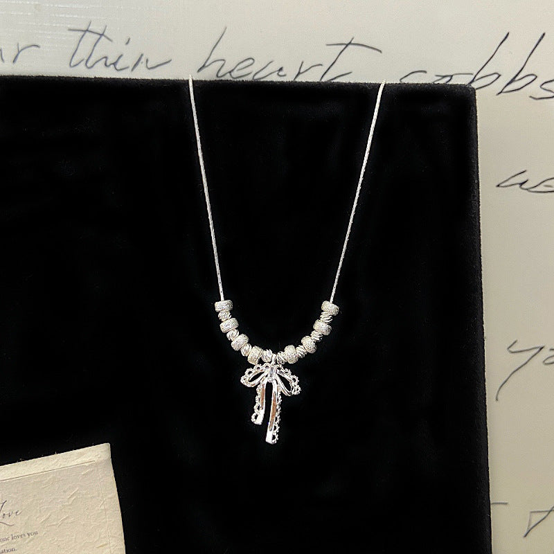 Gold Plated Copper Beaded Bow Necklace