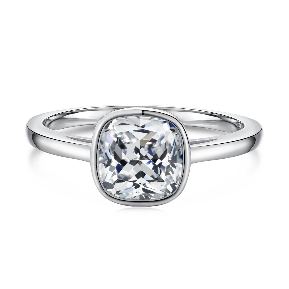 S925 Sterling Silver 8A Ice Cut CZ Classic Solitaire Ring