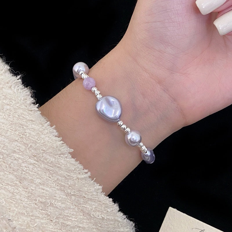 Aurora Amour™ Copper Baroque Pearl & Amethyst Heart Bracelet