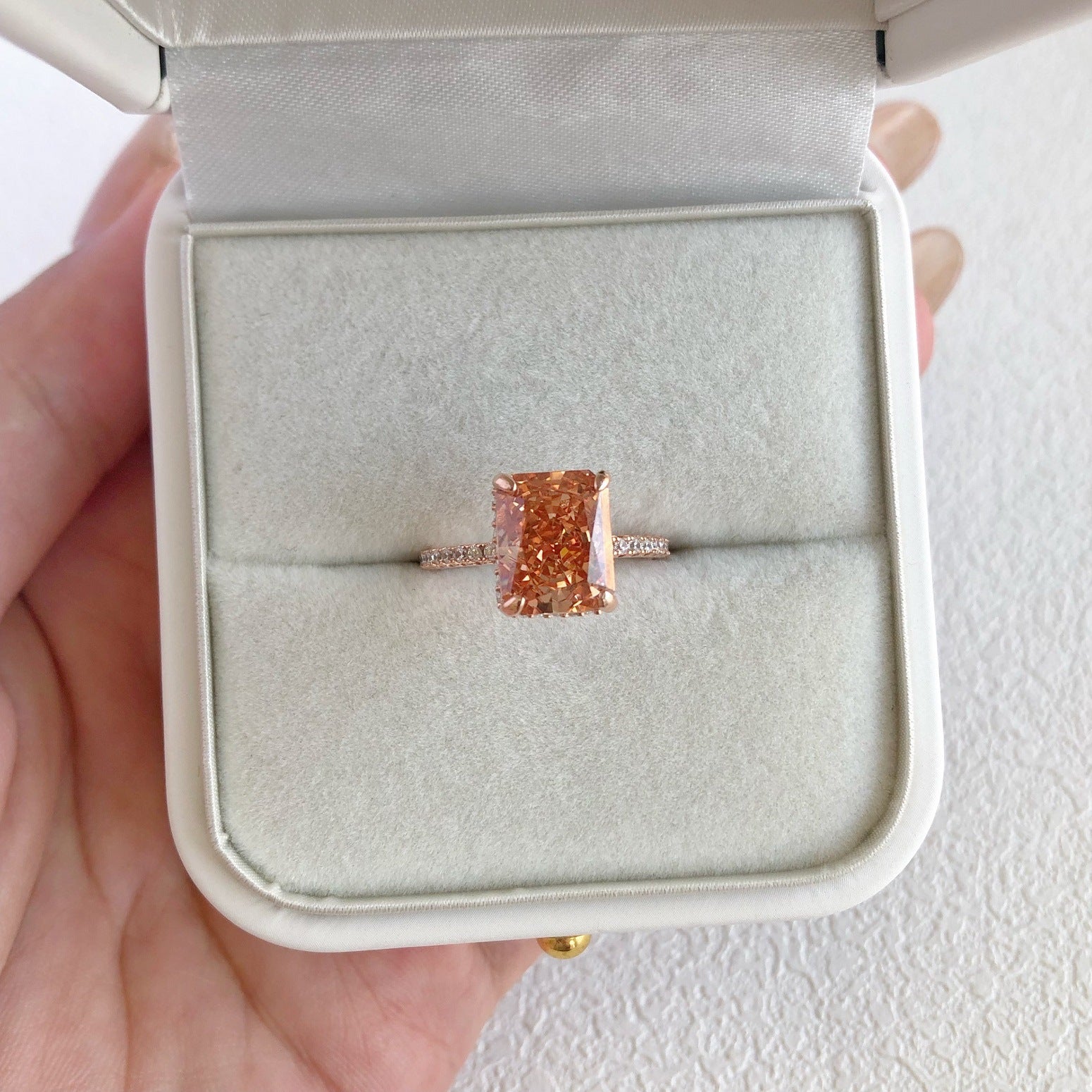 Aurora Prism S925 Sterling Silver Emerald Cut 8A CZ Ring