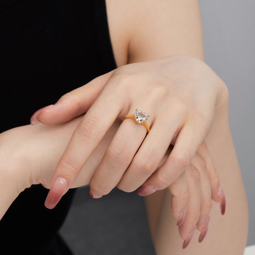 S925 Sterling Silver 8A Ice Cut CZ Classic Solitaire Ring