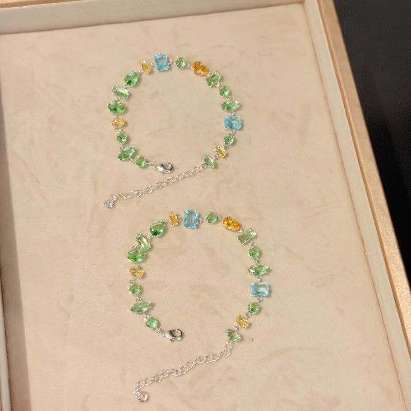 Multicolor Zircon Copper Alloy Geometric Bracelet