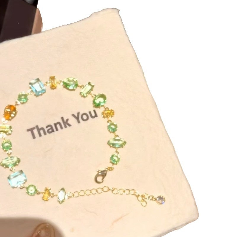 Multicolor Zircon Copper Alloy Geometric Bracelet