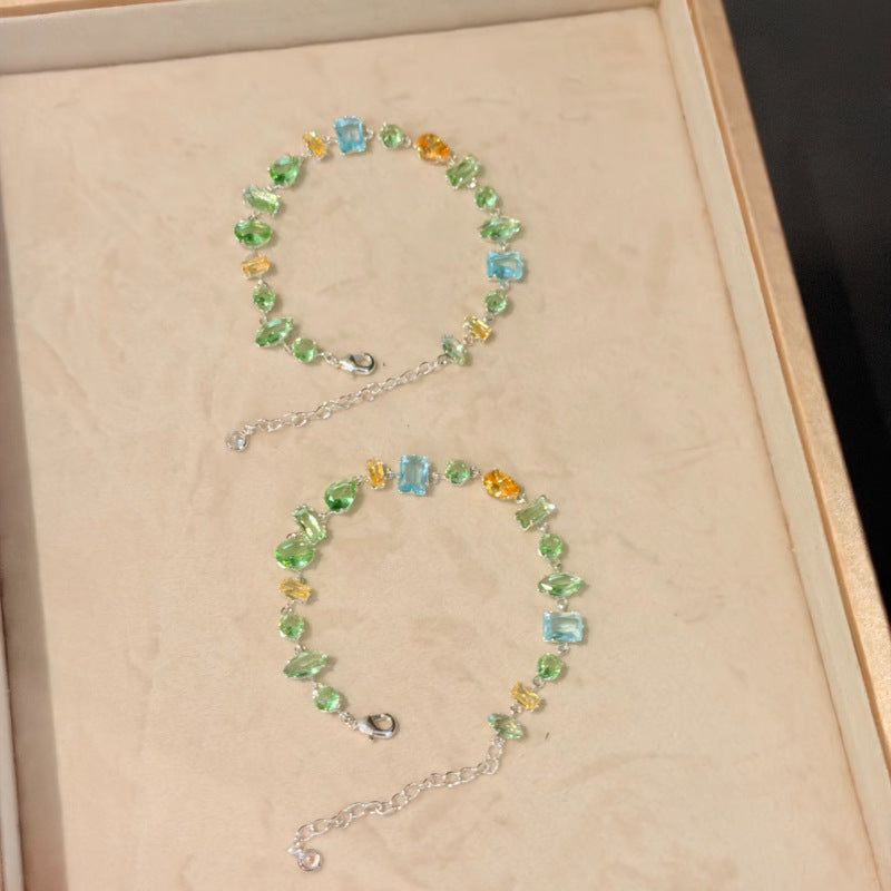 Multicolor Zircon Copper Alloy Geometric Bracelet
